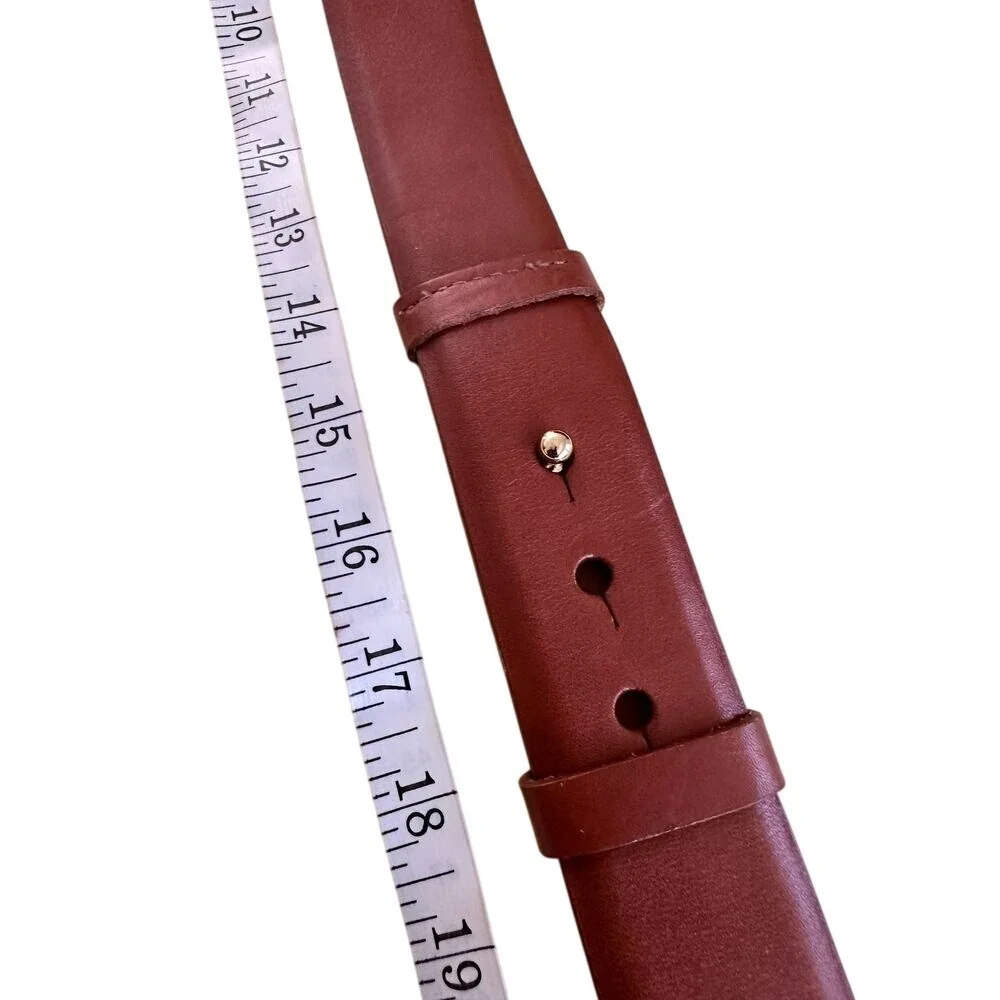 W. Kleinberg America Womens Brown Leather‎ Studded Buckle Belt Size S